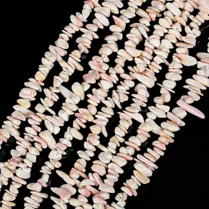 5-8mm irregular pink queen conch shell chip beads for DIY necklace and bracelet making.