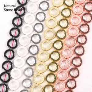 Perles donut en hématite ronde et plate de couleurs métalliques pour bijoux DIY.