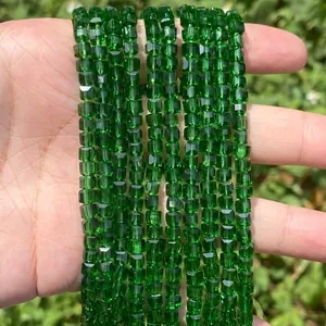 High-quality faceted green cubic crystal glass loose beads for DIY jewelry crafting accessories.
