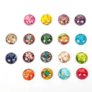 Selectie kleurrijke ronde keizersteen cabochons met platte achterkant voor DIY sieraden