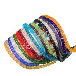 Vibrant faceted square crystal glass beads in multiple colors for DIY jewelry making