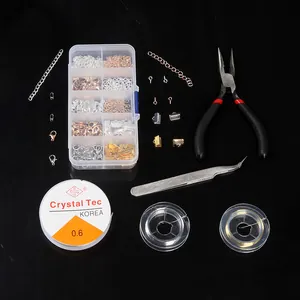 Kit completo de creación de joyas DIY con cuentas, alicates, pinzas y cordones elásticos