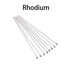 Detailed view of rhodium-plated metal ball head pins for DIY jewelry making