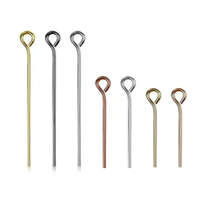 Handmade DIY Jewelry Findings Metal Eye Pins Minimalist Beading Materials For Bracelets Earrings Necklaces Electroplated Jewelry Making Connecting Pins Craft Supplies