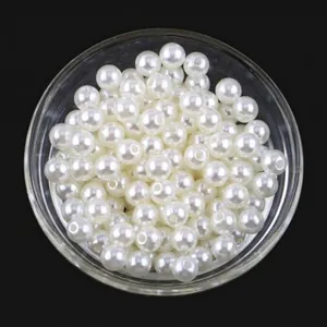 Artificial Pearl Round Beads For Jewelry Making Through Hole White DIY Bracelet Necklace Accessories