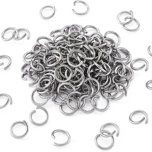 Silver-colored metal open jump rings for DIY jewelry making and connecting.