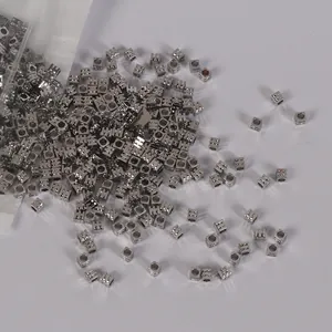 Perles d'espacement carrées à trois lignes argentées pour création bijoux DIY
