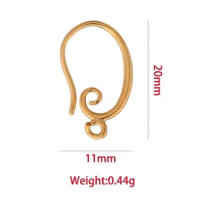 Technical detail of 18K gold-plated copper earring hook with 20x11mm size specs