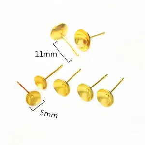 Vue détaillée des bases de boucles d'oreilles DIY dorées de 11 mm et 5 mm pour bijoux