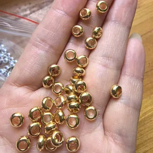 Copper 18K Gold Plated Silver Plated Large Hole Spacer Beads Flat Washer Wheel Beads For DIY Bracelet Jewelry Making Material