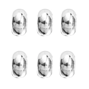 Shiny silver oval spacers for DIY jewelry making, 6-piece set of large hole beads.