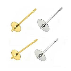 DIY-Ohrstecker mit flachen runden Pads in Gold und Silber für Perlenschmuck