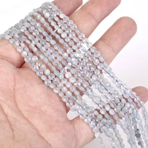 Detailed view of 4mm faceted light blue natural stone disc beads for DIY jewelry