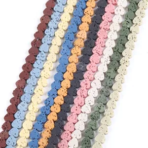 Natural colorful heart-shaped lava stone beads for DIY handmade jewelry accessories
