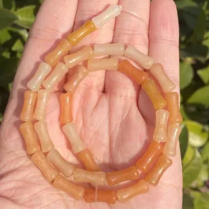 Close-up of 5x12mm natural bamboo joint agate beads for professional DIY jewelry making