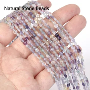 Close-up of 4mm faceted natural fluorite stone beads for DIY jewelry making projects