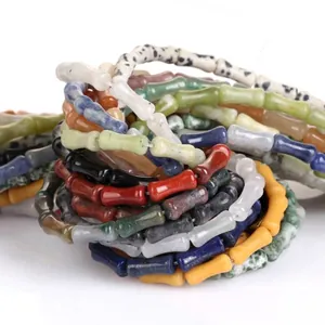 Colorful natural stone bamboo joint beads 5x12mm for handmade DIY jewelry making