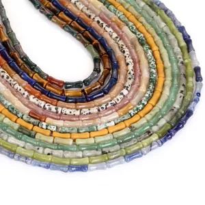 Natural stone bamboo joint beads 5x12mm in assorted colors for DIY jewelry design