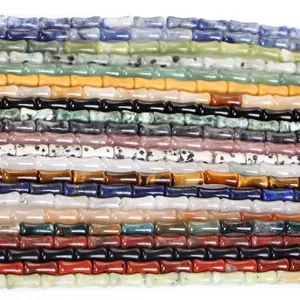 5x12mm natural stone bamboo section beads in various colors for DIY jewelry making