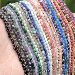 Colorful 4mm natural stone faceted disk beads for DIY handmade jewelry bracelets and necklaces