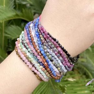 4mm faceted natural stone disk beads for DIY jewelry making bracelets
