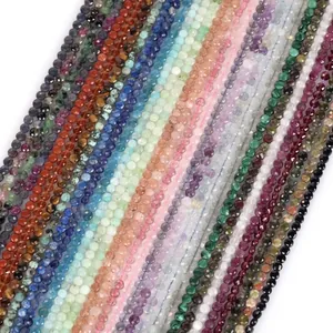 Strands of multicolor 4mm faceted natural stone disc spacer beads for DIY jewelry making