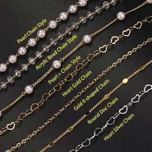 18K Gold Plated Copper Jewelry Chain For Women DIY Handmade Necklace Bracelet Heart Pearl Acrylic Round Disc O-Chain Jewelry Findings