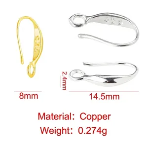Detailed size and material information for DIY copper earring hooks with dimensions