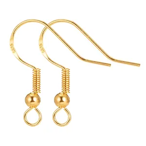 Close-up of 18K gold plated earring hooks with S925 hallmark and bead detail