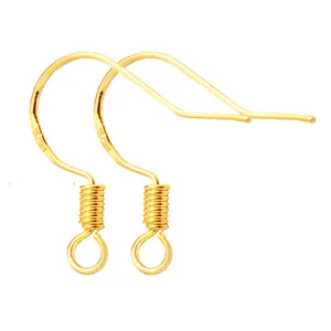 Macro view of high-quality 18K gold plated copper earring hooks for DIY jewelry making