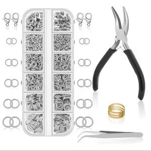 Kit de Fabricación de Joyas DIY Aleación Cierres de Langosta Anillos Con Alicates Pinzas para Reparación de Collares Pulseras