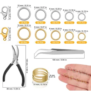 Guía de tallas detallada para kit de joyería con alicates y anillas de salto DIY
