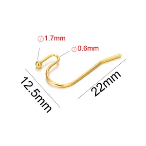 Detailed dimensions of gold French ear hooks with bead for DIY jewelry making accessories.