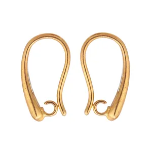 Pair of gold-colored teardrop earring hooks for DIY jewelry making and repair