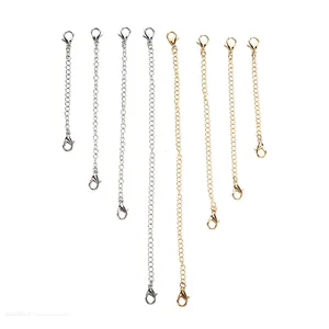DIY Jewelry Extension Chain Set Zinc Alloy Lobster Clasp Tail Chains Heart Pendant For Necklace Bracelet Gold Silver Plated Jewelry Making Findings