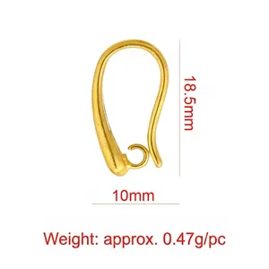 Detailed view of gold-plated DIY jewelry ear hook with precise size and weight specs