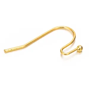 Detailed view of high-quality gold-plated French earring hook with ball end for DIY jewelry