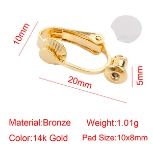 Detailed measurements and specifications for 14k gold plated bronze earring converter
