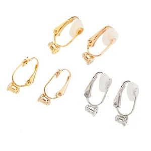 Detail view of 18K gold and silver plated DIY clip-on earring converters for non-pierced ears.