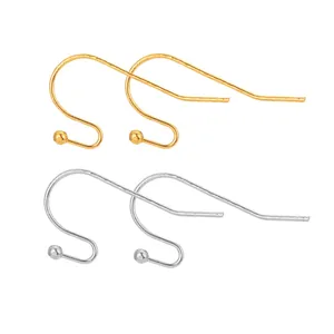 Gold and silver plated French earring hooks with round beads for DIY jewelry making