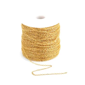 Detailed view of gold-plated copper O-link chain for DIY jewelry making and tassels