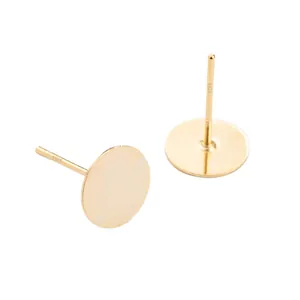 Detailed view of 18k gold plated flat stud earring blanks with S925 silver posts