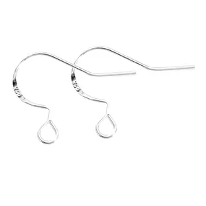 Close-up detail of silver-plated DIY earring hooks jewelry making findings