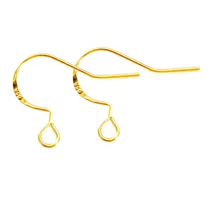 Detailed macro view of 18K gold plated ear hooks featuring the 925 hallmark stamp