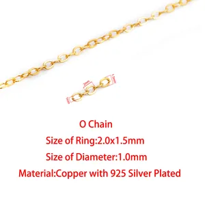 Close-up macro view of gold-plated copper O-chain links for DIY jewelry and crafts