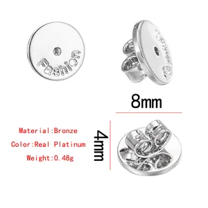 8mm silver bronze earring backs with real platinum plating for DIY jewelry making