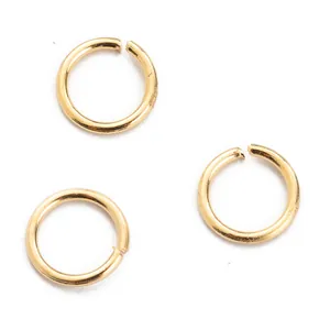 Set of three golden copper open jump rings for DIY handmade jewelry necklace accessories