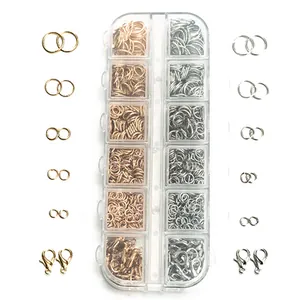 Kit para hacer joyas con anillas abiertas y cierres de langosta en colores oro y plata