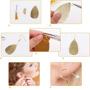 Composants de bijoux de boucle d'oreille DIY avec crochets plaqués argent et breloques