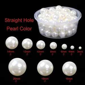 Round Artificial Pearl ABS Plastic Beads Double Hole Loose Beads For DIY Jewelry Making Phone Case Handmade Accessories